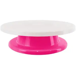 PARIS PRIX Plateau Tournant Gâteaux 27cm Rose & Blanc pas cher
