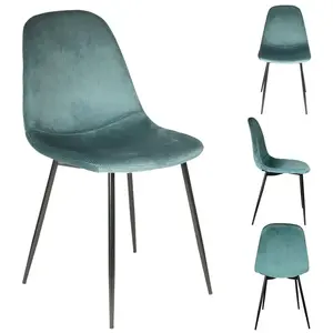 Comparateur de prix : AC-DÉCO Chaise velours côtelé Giulia bleu canard - Bleu canard - Home déco factory