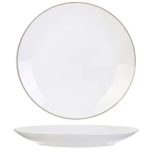 Comparateur de prix : CMP - Assiette en porcelaine avec liseré doré Assiette plate - 26 cm