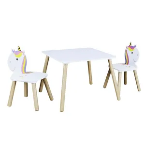 Comparateur de prix : The Home Deco Kids - Table et 2 chaises en bois licorne Lily