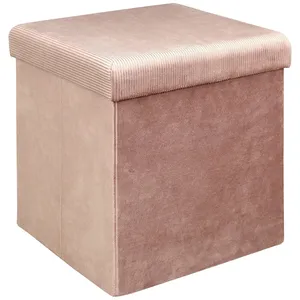 Comparateur de prix : HOME DECO FACTORY Pouf coffre pliable en velours design Giulia - L. 38 x H. 38 cm - Rose