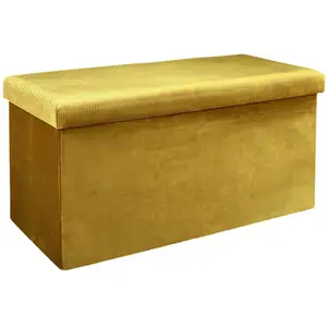 Comparateur de prix : The Home Deco Factory Coffre banc pliable design velours Giulia - Jaune moutarde