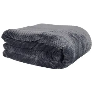 Comparateur de prix : Mobilibrico - Plaid 180x220 cm en polyester côtelé gris foncé et blanc