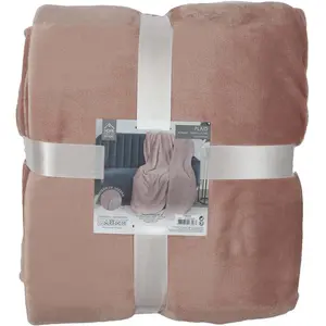 Comparateur de prix : Home Deco Factory Plaid Flanelle Rose Sherpa, Corail, 140 x 200 cm