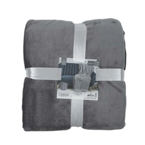 Home Deco Factory Plaid Flanelle Sherpa, Gris Fonce, 140 x 200 cm