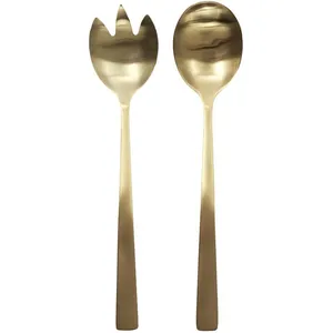 Comparateur de prix : The Home Deco Factory - Couverts à salade en inox brossé doré