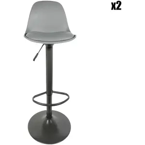 Home Deco Factory - 2 Tabourets de bar Isak gris - 38x41.5x104 cm T.U pas cher