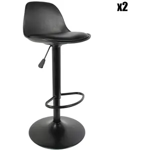 Home Deco Factory - 2 Tabourets de bar Isak noirs - 38x41.5x104 cm T.U pas cher
