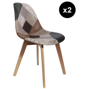 Comparateur de prix : HOME DECO FACTORY Chaise Scandinave - Patchwork Marron - Simili - Avec accoudoirs - Pliable - Style Scandinave-Nature