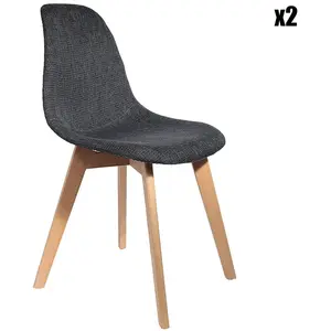 AC-DÉCO Home Deco Factory - 2 Chaises grosse maille noires - 46x55x85 cm T.U pas cher