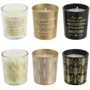 Comparateur de prix : Home Deco Factory - 6 Bougies parfumées art Vanille noires - 7h T.U