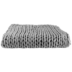 Comparateur de prix : The Home Deco Factory - Plaid grosses mailles Chunky 120 x 150 cm gris