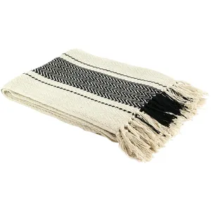 Comparateur de prix : Home Deco Factory - Plaid berbère à rayure écru/noir - 150x120 cm T.U
