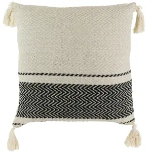 Housse De Rêve Coussin pompons avec rayures berbère beigeVendu parcarrefour