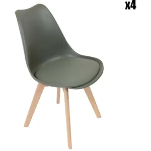 Comparateur de prix : Home Deco Factory - 4 Chaises Scandinave vert kaki - 49x58x81.5 cm T.U