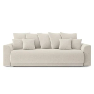 Gaucet Canapé droit convertible velours côtelé 3 places beige pas cher