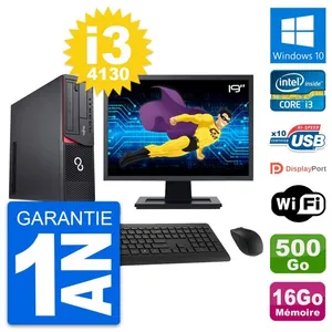 PC Fujitsu E920 DT Ecran 19" Intel i3-4130 RAM 16Go Disque 500Go Windows 10 Wifi pas cher