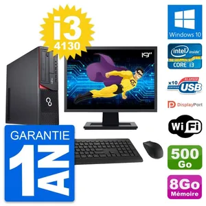 PC Fujitsu E920 DT Ecran 19" Intel i3-4130 RAM 8Go Disque 500Go Windows 10 Wifi pas cher