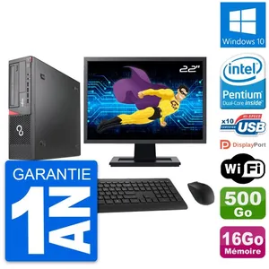 PC Fujitsu E920 DT Ecran 22" Intel G3220 RAM 16Go Disque 500Go Windows 10 Wifi pas cher