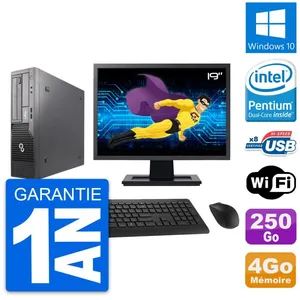 PC Fujitsu E500 DT Ecran 19" Intel G630 RAM 4Go Disque 250Go Windows 1... pas cher