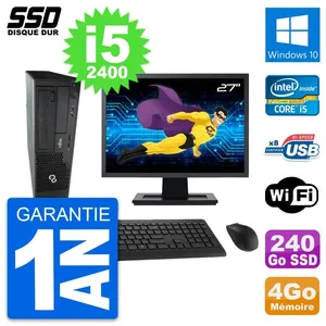 PC Fujitsu E500 E85+ DT Ecran 27" i5-2400 RAM 4Go SSD 240Go Windows 10... pas cher