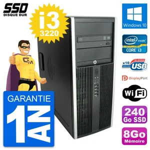 PC HP Elite 7500 MT Reconditionné – I3-3220, 8Go RAM, SSD 240Go, Windows 10, WiFi