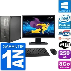 PC Tour HP 800 G1 Ecran 22" Intel G3220 RAM 8Go Disque 250Go Windows 1... pas cher