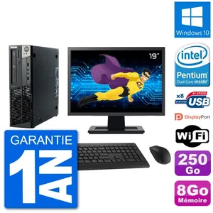 PC Lenovo M92p SFF Ecran 19" Intel G630 RAM 8Go Disque 250Go Windows 1... pas cher