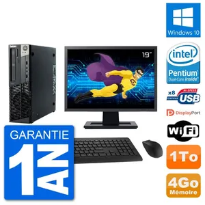 PC Lenovo M92p SFF Ecran 19" Intel G630 RAM 4Go Disque 1To Windows 10 ... pas cher