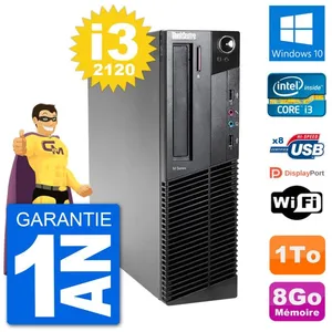 PC Lenovo M92p SFF Intel i3-2120 RAM 8Go Disque Dur 1To Windows 10 Wif... pas cher
