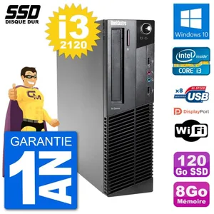 PC Lenovo ThinkCentre M92p SFF Intel i3-2120 RAM 8Go SSD 120Go Windows... pas cher