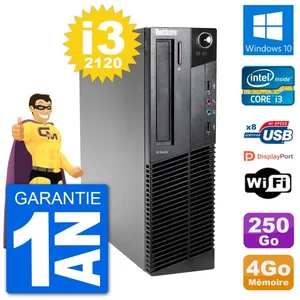 PC Lenovo M92p SFF Intel i3-2120 RAM 4Go Disque Dur 250Go Windows 10 W... pas cher