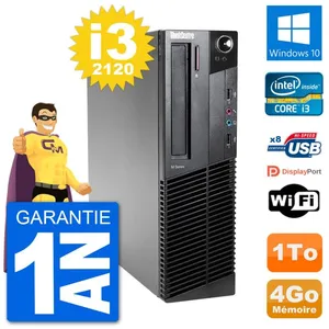 PC Lenovo M92p SFF Intel i3-2120 RAM 4Go Disque Dur 1To Windows 10 Wif... pas cher
