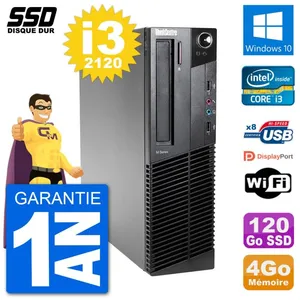 PC Lenovo ThinkCentre M92p SFF Intel i3-2120 RAM 4Go SSD 120Go Windows... pas cher