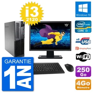 PC Lenovo M92p SFF Ecran 19" Intel i3-2120 RAM 4Go Disque 250Go Window... pas cher