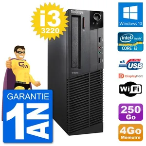 PC Lenovo M92p SFF Intel i3-3220 RAM 4Go Disque Dur 250Go Windows 10 W... pas cher
