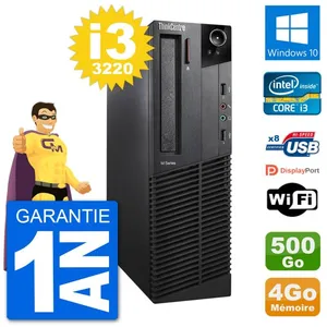 PC Lenovo M92p SFF Intel i3-3220 RAM 4Go Disque Dur 500Go Windows 10 W... pas cher
