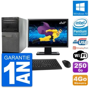 PC Tour Dell 3020 Ecran 22" Intel G3220 RAM 4Go Disque 250Go Windows 1... pas cher