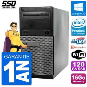 PC Tour Dell OptiPlex 3020 Intel G3220 RAM 16Go SSD 120Go Windows 10 W... pas cher