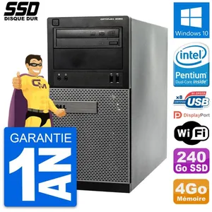 PC Tour Dell OptiPlex 3020 Intel G3220 RAM 4Go SSD 240Go Windows 10 Wifi pas cher
