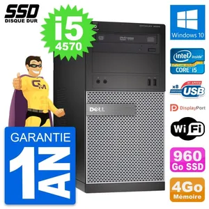 PC Tour Dell OptiPlex 3020 Intel Core i5-4570 RAM 4Go SSD 960Go Windows 10 Wifi pas cher