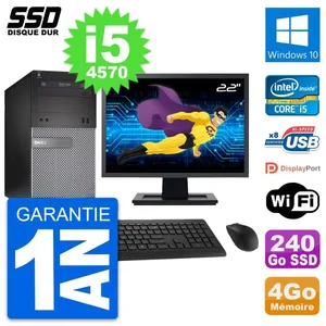 PC Tour Dell 3020 Ecran 22" Intel Core i5-4570 RAM 4Go SSD 240Go Windo... pas cher