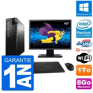 PC Lenovo M93p SFF Ecran 19" Intel G3220 RAM 8Go Disque Dur 1To Windows 10 Wifi pas cher