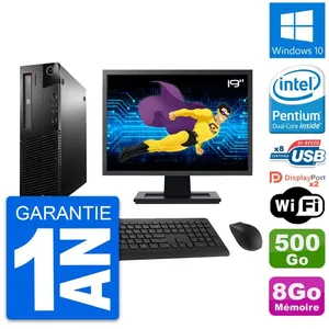PC Lenovo M93p SFF Ecran 19" Intel G3220 RAM 8Go Disque 500Go Windows 10 Wifi pas cher
