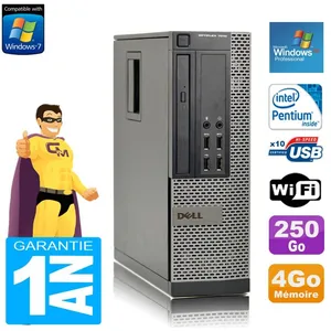 Comparateur de prix : PC DELL 7010 SFF Intel G840 RAM 4Go Disque Dur 250 Go DVD Wifi Windows XP Pro
