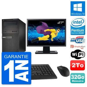 PC Tour Dell XE2 MT Ecran 27" Pentium G3220 RAM 32Go Disque 2To Window... pas cher