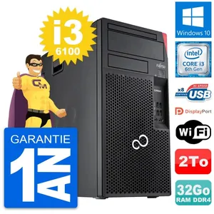 PC Fujitsu Esprimo E500 DT I3-2100 16Go RAM 2To HDD Windows 10 WiFi Reconditionné