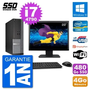 PC Dell Optiplex 3020 SFF Ecran 22" i7-4790 RAM 4Go SSD 480Go Windows 10 Wifi pas cher