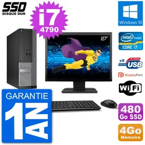 Dell Optiplex 3020 SFF - Ecran 27" - 4GB RAM - 480GB SSD - i7-4790 pas cher