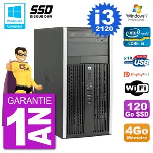 Comparateur de prix : PC HP 6300 MT Intel Core I3-2120 RAM 4Go SSD 120Go Graveur DVD Wifi W7